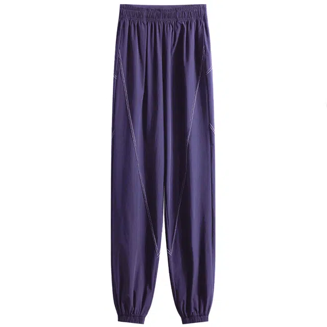 婉町蒂诺  纯色宽松裤显瘦显高体育生训练裤收口束脚裤高腰阔腿裤  运动长裤  休闲健身裤  女款  单件  跑步裤女四季款后口袋放手机