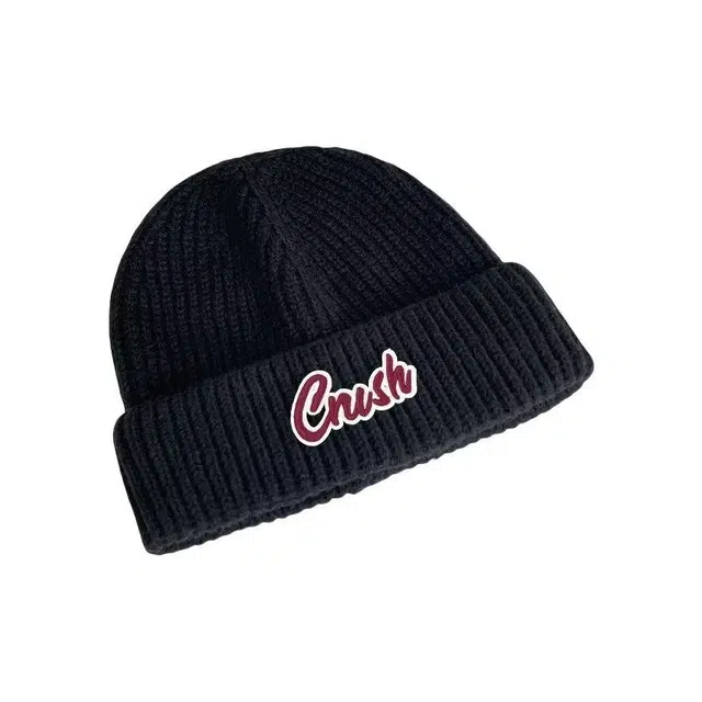 恩僾德 日系字母针织帽子保暖护耳包头帽韩版小众百搭高颜值大头围显脸小冷帽 聚酯纤维 绒线帽 男女同款情侣款