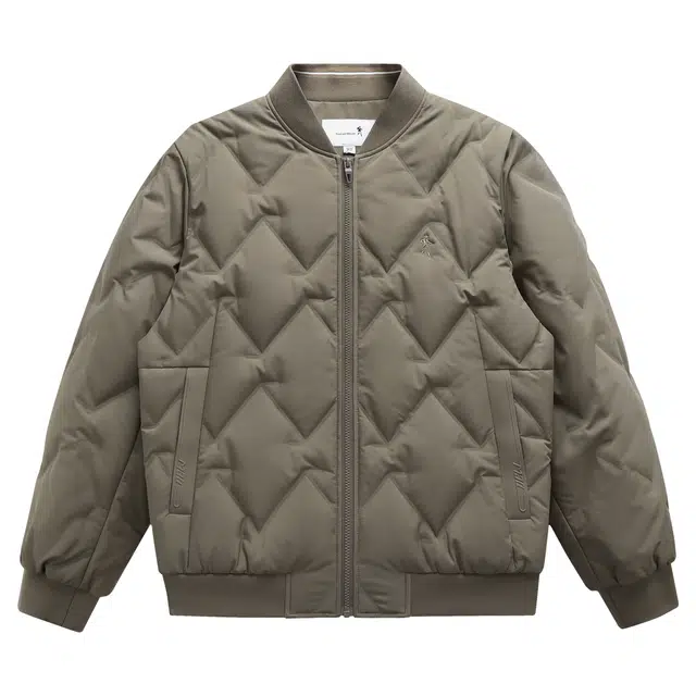 与狼共舞 轻暖便携自在简约纯色通勤百搭保暖薄外套时尚休闲青年街头帅气穿搭挺阔防风棒球领羽绒服 男款