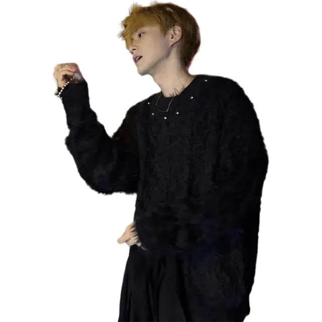 黑马漫画 马海毛上衣男款秋冬季美式铆钉设计感慵懒高级针织衫 男女同款