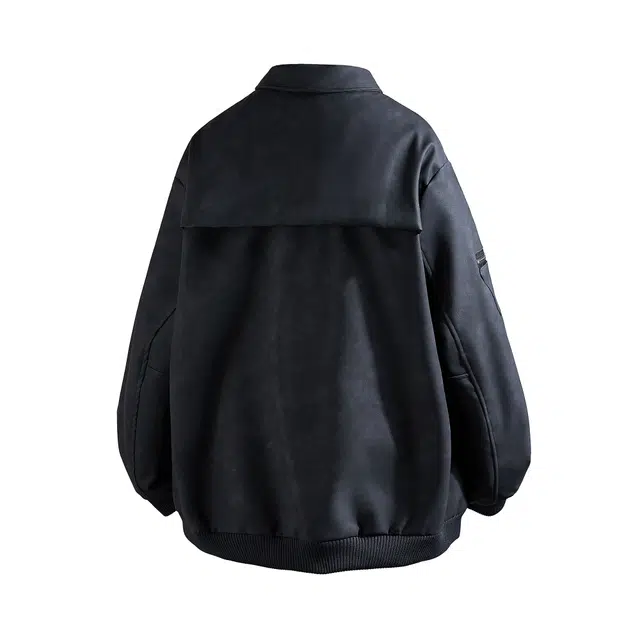 冰飞 美式机车服春秋纽扣装饰宽松痞帅无性别主义时尚户外机能皮衣 男女同款