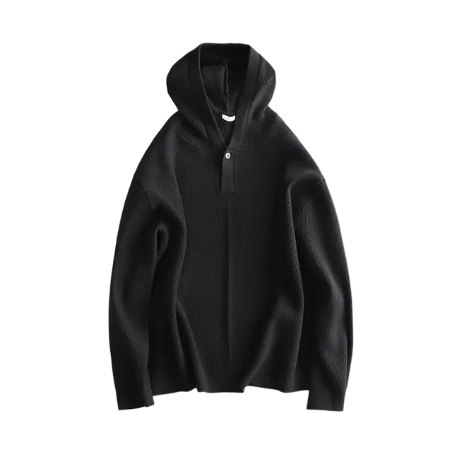 空城计 韩系极简轻奢莫代尔羊毛混纺纱线连帽针织衫 男女同款