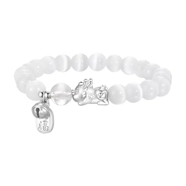 【999足银】 恋朵 八方来财 招财貔貅纳福吞金兽 转运上岸 黑曜石 手串 男女同款情侣款