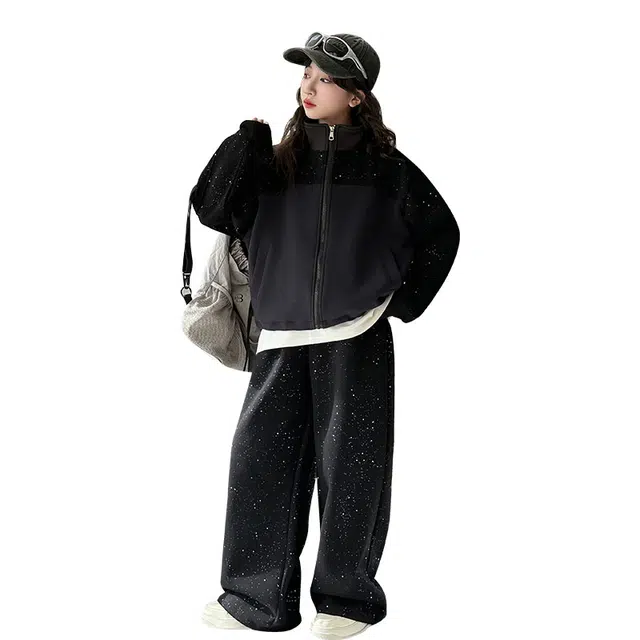 黑恐龙休闲运动套装 春装洋气春秋纯色韩版 青少年