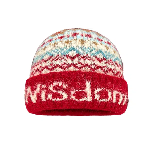 钓鱼熊 费尔岛风字母保暖护耳百搭复古 针织 绒线帽 男女同款情侣款