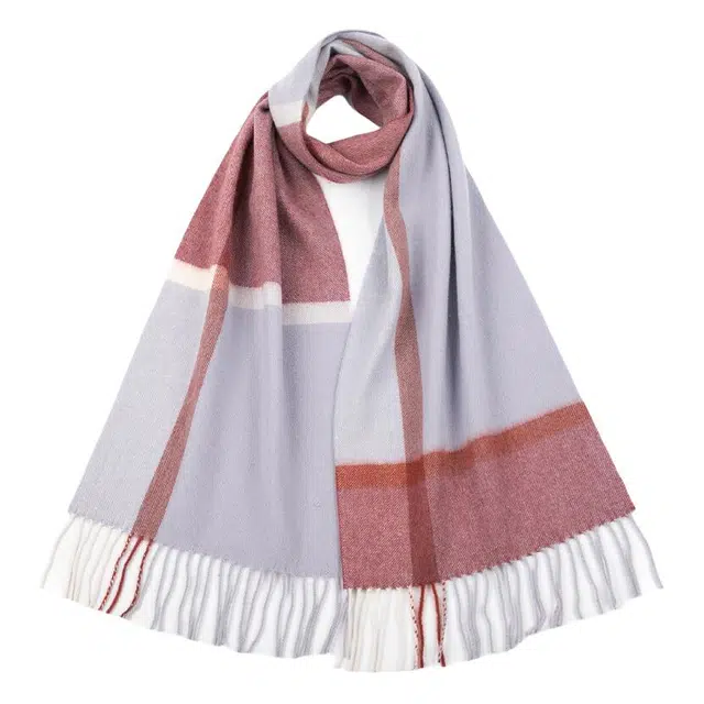 红豆 大气格纹时尚百搭舒适保暖 羊绒 绒线围巾 男女同款情侣款