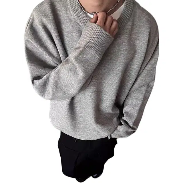 黑马漫画 美式复古圆领上衣男秋季慵懒风高级感针织衫 男女同款