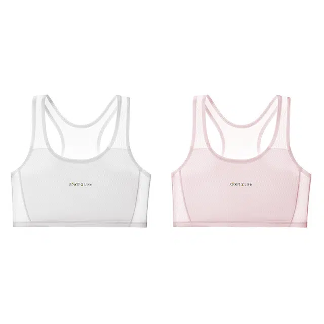 草本初色 舒适轻盈发育期无束缚青少年学生内衣网眼透气运动防震亲肤背心薄款无钢圈少女文胸 女款