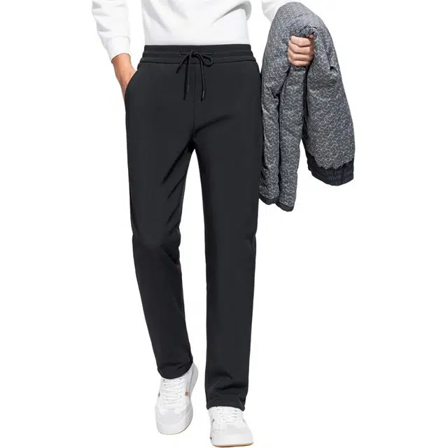 卡丹狄诺 男装冬季保暖时尚简约大方松紧腰纯色百搭款裤子鸭绒休闲裤 男女同款