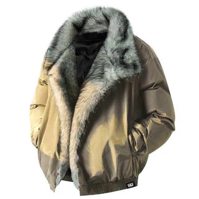 AULDEY High Street Faux Fur Collar Cotton Jacket