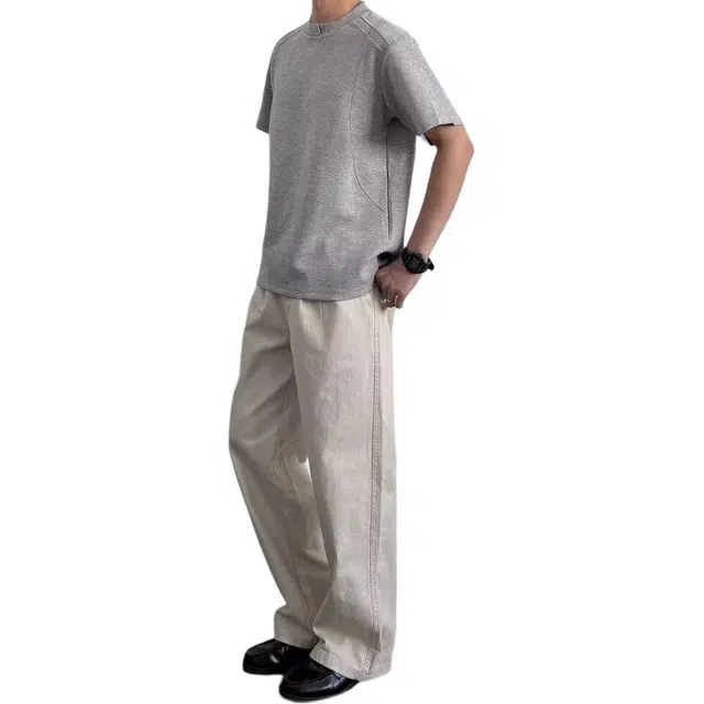 洞洞拐 美式复古宽松直筒气质简约水洗棉质帆布耐磨工装长裤休闲裤 男女同款