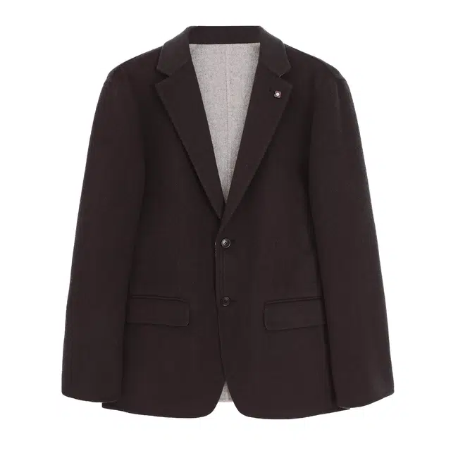丹宁哲学 纯羊毛双面呢高端纯色长袖标准便服单西西装 男款