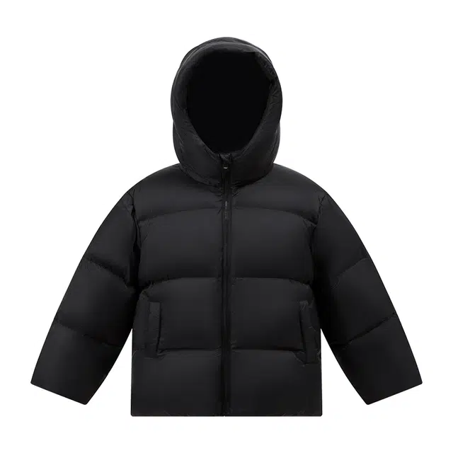 左西 连帽拉链保暖羽绒服 黑色 儿童款