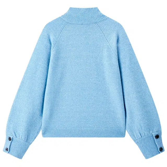 太平鸟 老钱风羊毛混纺半开襟可调节高领套头针织衫 女款