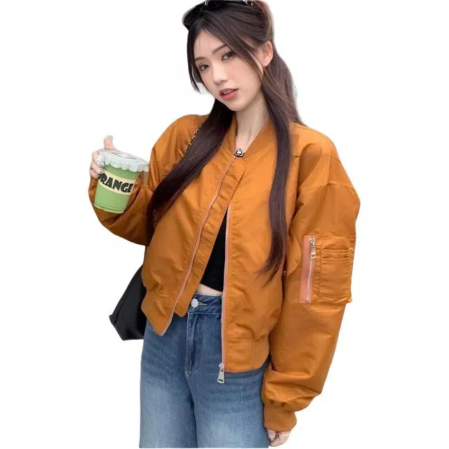 纤丝鸟 美式复古设计感洋气上衣宽松百搭短款截短外套 女款