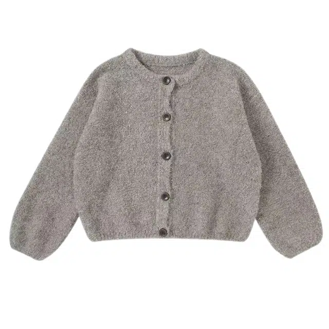 望莱仕 显瘦秋冬宽松慵懒风圆领短款开衫上衣外套针织衫 女款