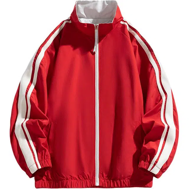 八哥 美式高街基础款双面穿经典复古纯色条纹拼接撞色宽松潮流时尚舒适设计感百搭通勤日常简约工装飞行员翻领长袖外套夹克 男女同款