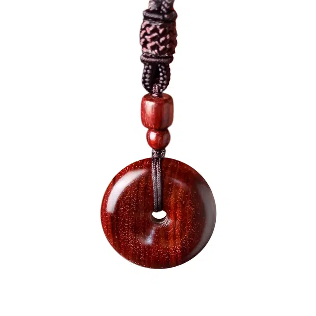 【扣住安康 诸事顺利】 檀欣 本命年 平安扣吊坠编绳简约款平安吉祥国潮国风新中式小众设计轻奢首饰 血檀 木作项链 男女同款情侣款