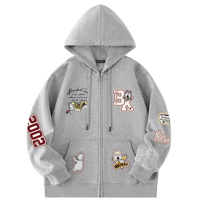 大卫贝肯 美式潮流高街品牌印花日常百搭舒适开衫长袖宽松卫衣 男女同款