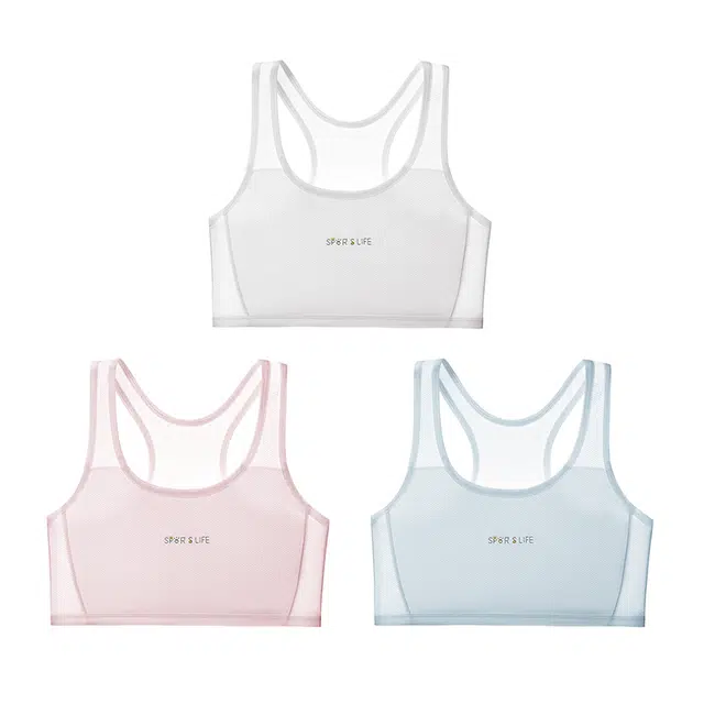 草本初色 轻盈舒适无束缚发育期青少年学生内衣网眼透气运动防震亲肤背心薄款无钢圈少女文胸 女款