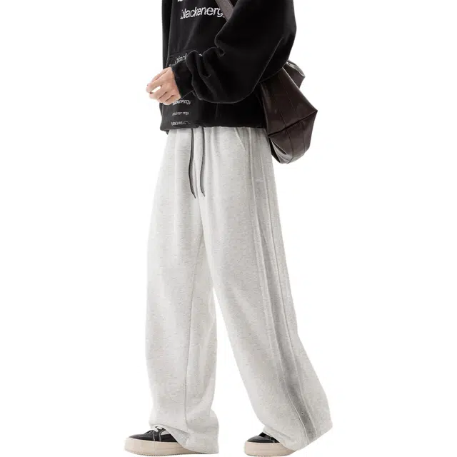 瑞梵帝斯 秋冬季美式复古青少年港风时尚帅气潮流撞色拼接渐变卫裤长裤宽松直筒阔腿裤柔软舒适亲肤透气轻便垂感休闲裤 男款