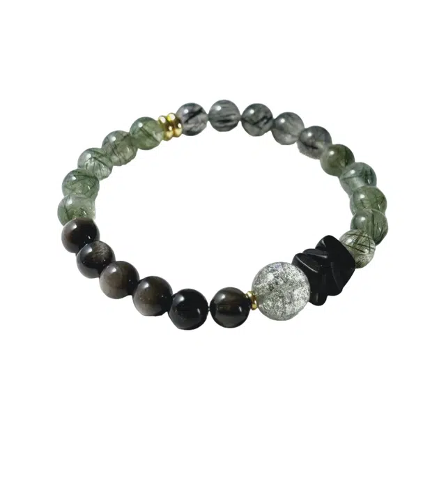 子婳 【五行水木相生】喜水补木本命年转运聚福聚财诸事顺利新中式时尚轻奢优雅气质百搭手饰 绿幽灵 水晶手串 女款