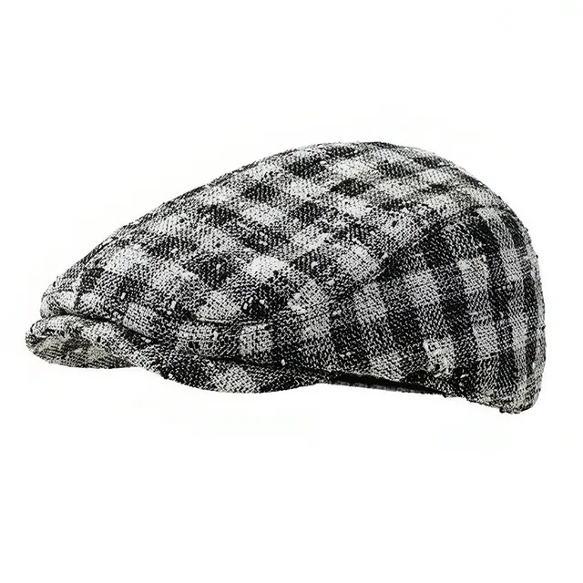 杨同学 英伦风复古黑白千鸟格百搭 涤纶 帽子 男女同款情侣款