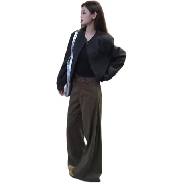 纤丝鸟 美式复古短款设计感小众宽松休闲上衣截短外套 女款