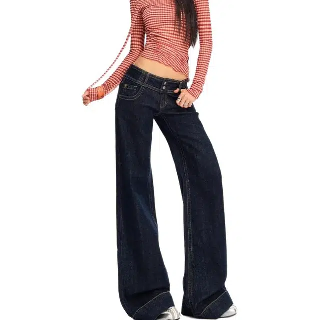 小卷要加油 美式直筒女秋季低腰百搭显瘦喇叭休闲裤子牛仔裤 女款