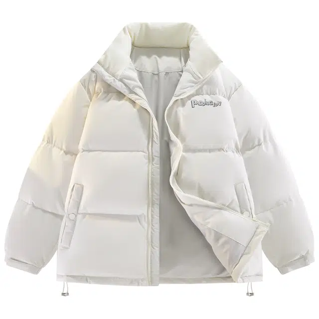 帕丁顿熊 基础款简约纯色卡通字母印花宽松休闲云朵泡芙面包服防风防寒保暖加厚羽绒服外套 男女同款