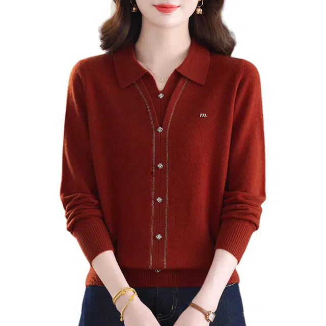 袋鼠 优雅简约百搭舒适轻盈减龄时尚羊毛打底针织衫 女款