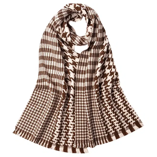 红豆 经典百搭舒适时尚保暖格子 羊毛 绒线围巾 男女同款情侣款