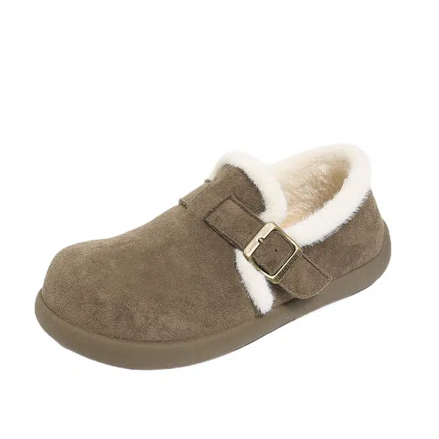 拾伍象 复古休闲加绒棉鞋厚底面包鞋 百搭雪地靴 女