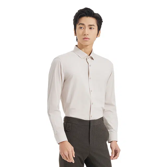 利郎 品味商务纯色尖领质感简约百搭衬衫 男款