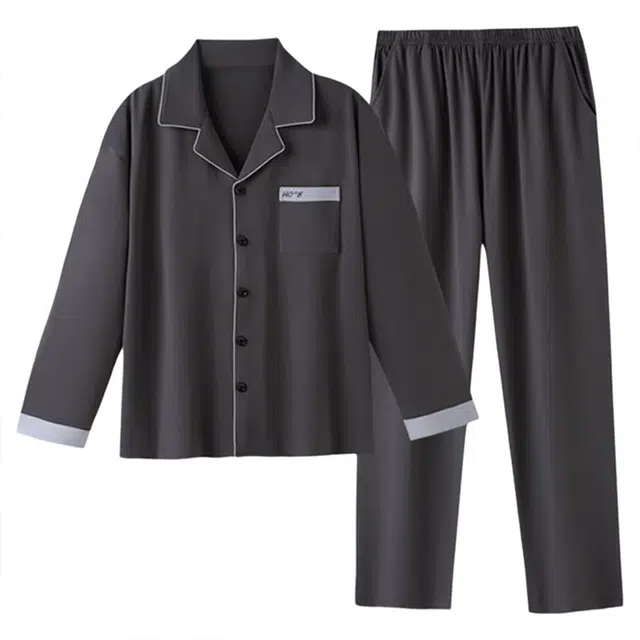 潞优野 高级时尚珊瑚绒宽松加厚加绒海岛绒大码薄绒家居服 睡衣套装 男款