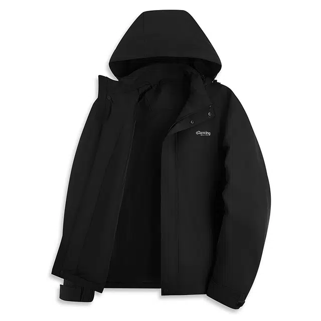 与狼共舞 轻简时尚户外登山连帽防风多口袋亲肤舒适弹力柔软透气纯色夹克外套 男款