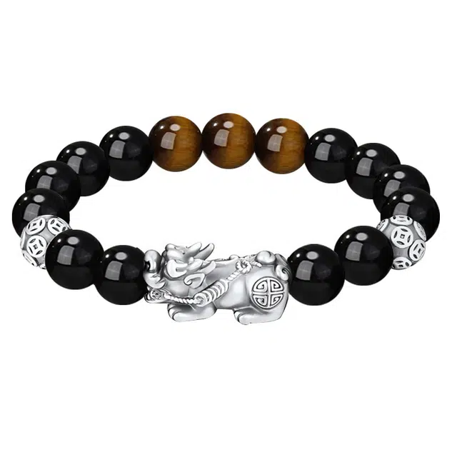 琛宬 【八方来财一夜暴富】十二生肖招财纳福吞金兽貔貅新中式国潮气质高级感小众轻奢日常通勤百搭#好运 黑曜石 手串 男款