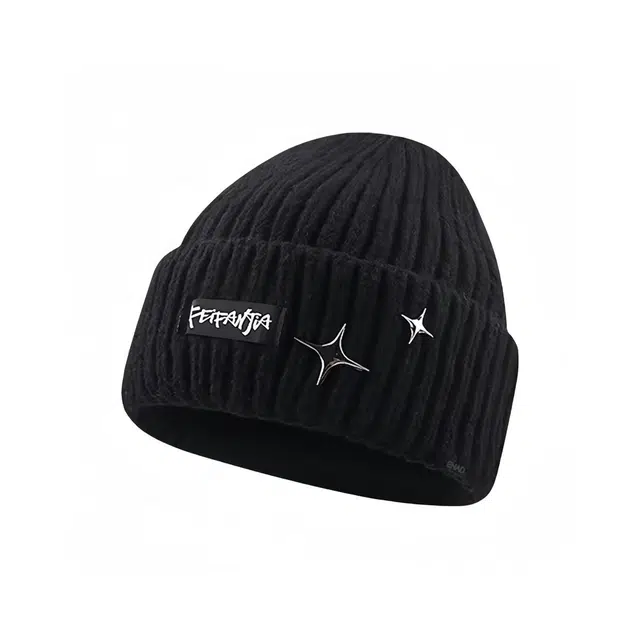 恩僾德 铆钉字母小众百搭秋冬季高颜值百搭大头围保暖护耳帽子加厚显脸小 聚酯纤维 绒线帽 男女同款情侣款