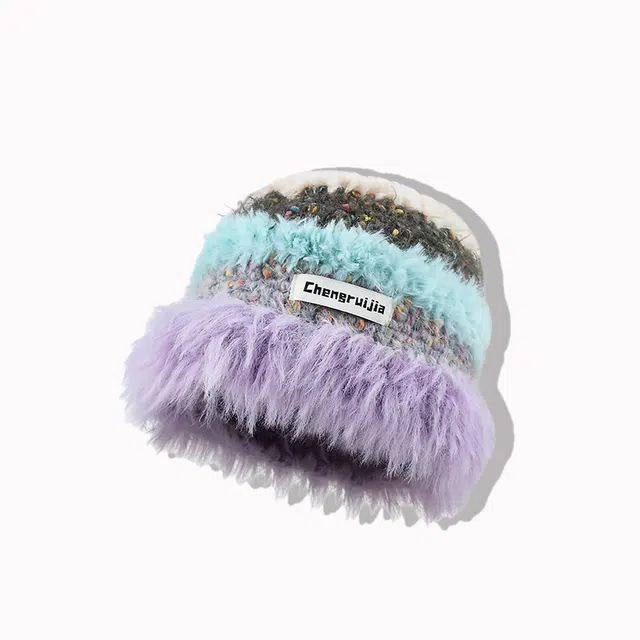 【素颜出行多巴胺】 无限兔 针织 保暖加厚 拼接条纹护耳 韩系百搭可爱 涤纶 绒线帽 男女同款情侣款