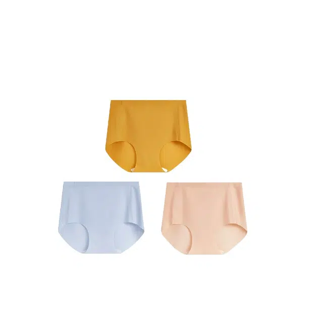 皇室品轩 冰丝无痕一片式女士女舒适中腰纯棉底档不夹臀大码三角裤 平角内裤 女款