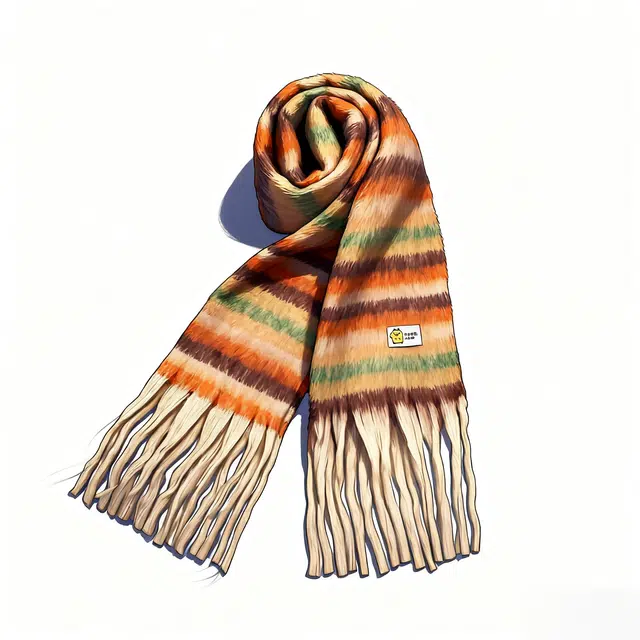 卡皮巴拉小黄豚 高级感百搭条纹保暖加厚复古流苏时尚 聚酯纤维 绒线围巾 男女同款情侣款