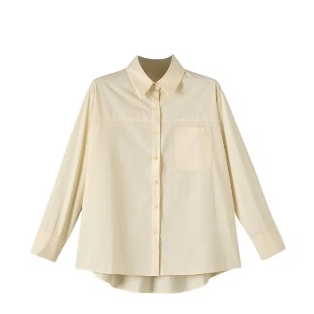 晚白 全棉面料排扣设计亲肤不扎肤衬衫 女款