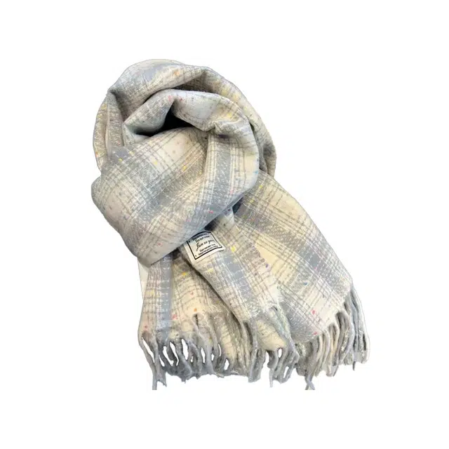 祎步康 格纹彩色糖豆甜美流苏百搭柔软保暖 聚酯纤维 绒线围巾 女款