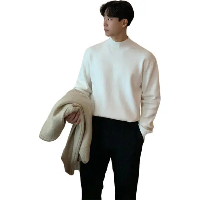 黑马漫画 韩系半高领上衣男款秋季高级感痞帅内搭针织衫 男女同款