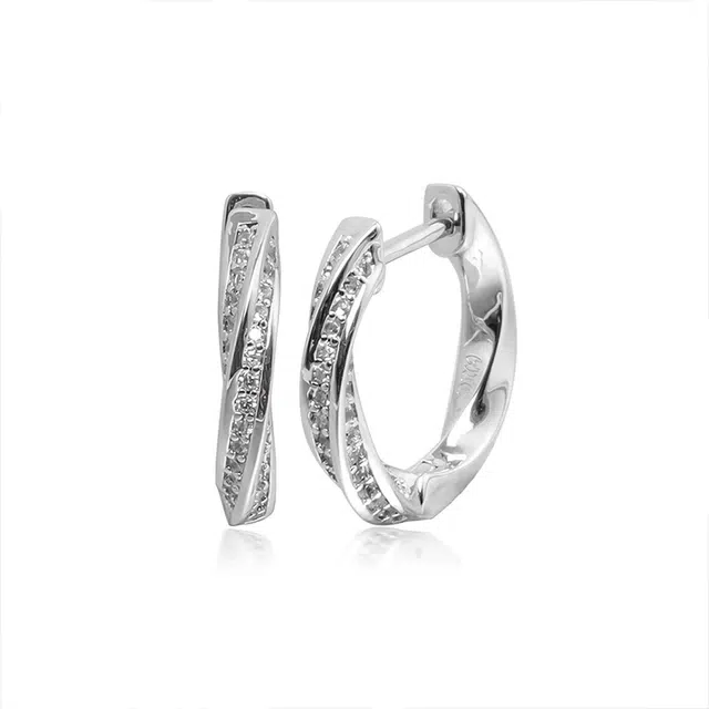 莫比乌斯环 极昼 轻奢闪耀镶满钻小众素圈高级感设计 嘻哈街头个性气质简约百搭时尚 日常养耳洞睡觉免摘 合金 耳环 男女同款情侣款