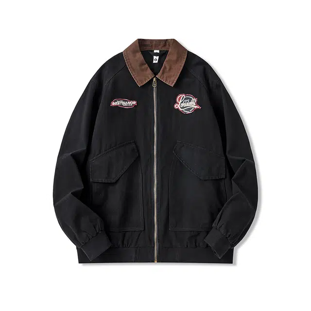 古先森 春秋款 美式经典复古底特律工装夹克 潮牌宽松休闲痞帅飞行员机车服外套 男款