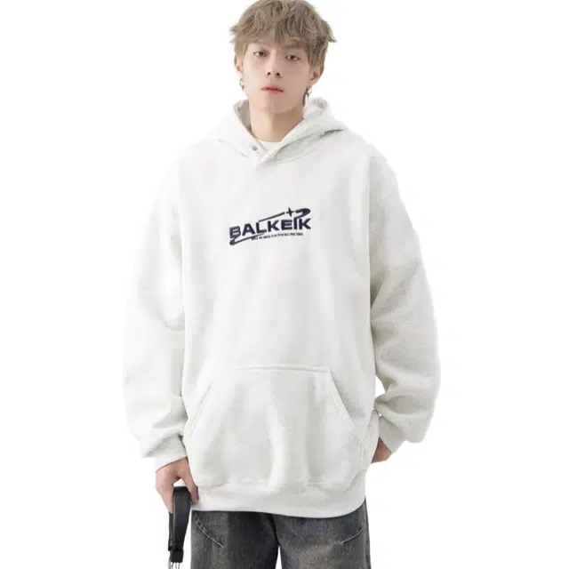 沐诚阳译 连帽潮宽松青少年百搭情侣帽衫卫衣 男女同款