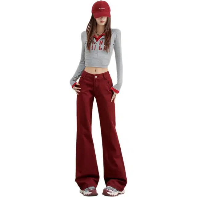 么宁 美式复古长腿精低腰宽松喇叭裤百搭修身马蹄裤女牛仔裤 女款