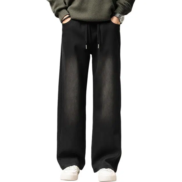 贵色 潮牌宽松直筒潮流垂感休闲牛仔裤 男女同款