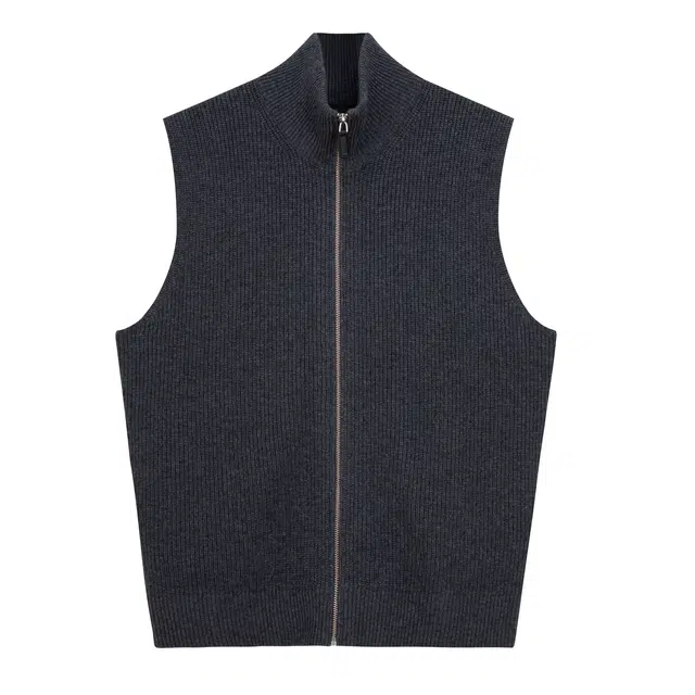 丹宁哲学 轻量保暖纯羊毛元宝针 立领背心 男款